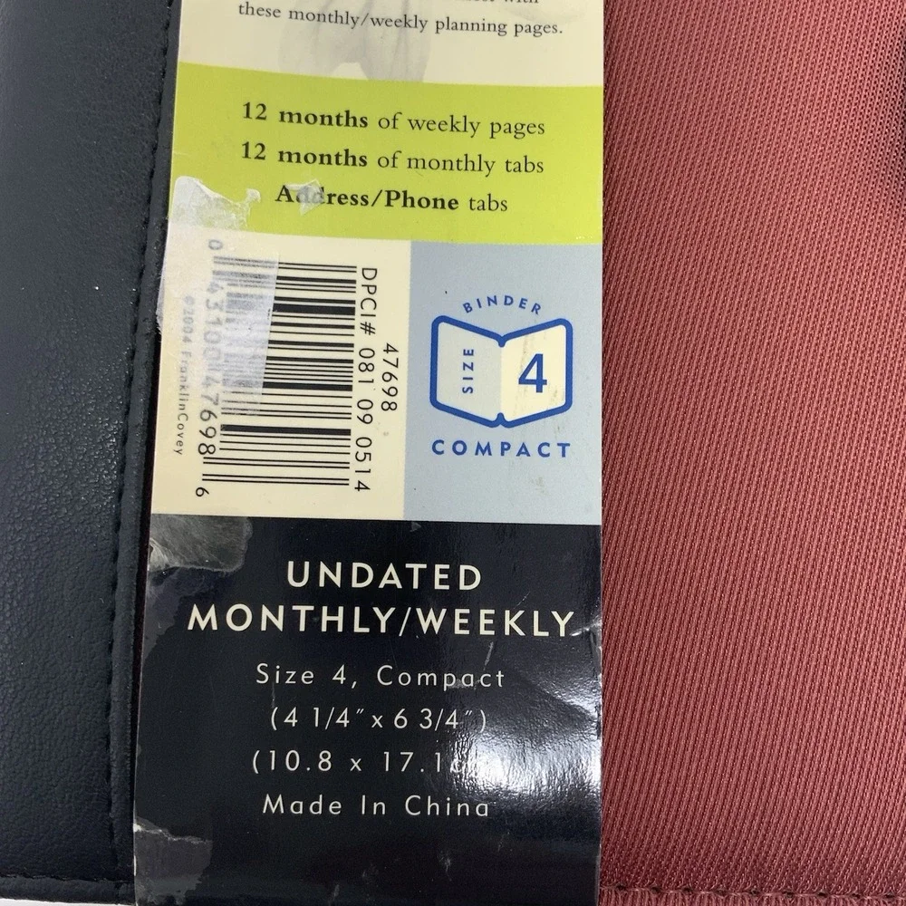 Franklin Covey 365 6-Ring Monthly Weekly Organizer‎ Planner Rust Black Canvass